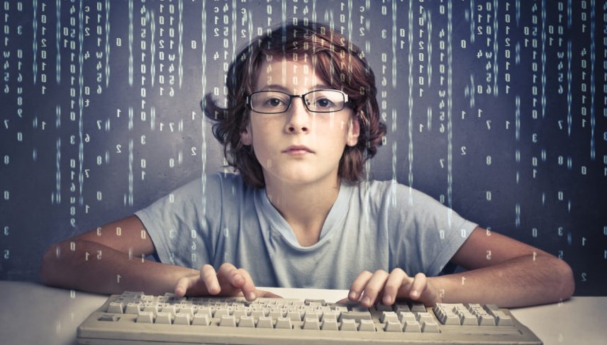 a boy coding
